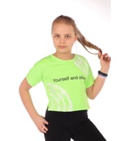 Toontoy Kız Çocuk Baskılı Tişört (Neon Yeşil)