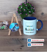 Laborant Kupa Bardak Beyaz ve Fotoğraflı Ahşap Anahtarlık Hediye (Model 3)