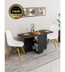 Açılır Kapanır Yemek Masası MDF (Siyah)