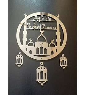 AHİ HAYAL ATÖLYESİ Hoşgeldin Ramazan Yazılı Kapı Süsü (Gümüş)