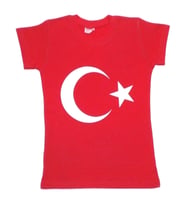 Türk Bayrak Baskılı Unisex Tişört (Kırmızı)