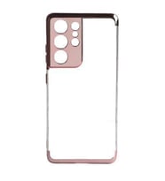 Galaxy S21 Plus Kılıf İnce Köşeleri Renkli Şeffaf Silikon (Rose)