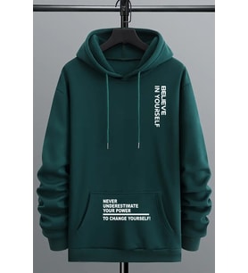 Belive in Yourself Baskılı Oversize Sweatshirt (Yeşil)