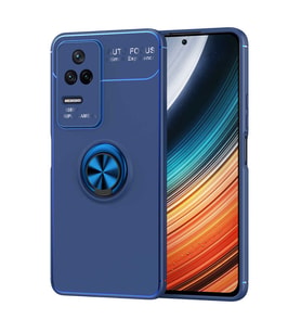 Xiaomi Poco F4 Kılıf Zore Ravel Yüzüklü Silikon Kılıf (Mavi)