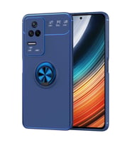 Xiaomi Poco F4 Kılıf Zore Ravel Yüzüklü Silikon Kılıf (Mavi)