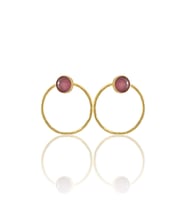 Kadir Jewellery 22 Ayar Altın Kaplama Kadın Halka Küpe -El İşçiliği Ve Hipoalerjenik Küpe (Pembe)