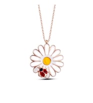 925 Ayar Gümüş Uğur Böcekli Papatya Kolye (Rose)