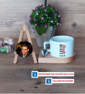 Dayıya Hediye Kupa Bardak Beyaz ve Fotoğraflı Ahşap Anahtarlık Hediye (Model 8)