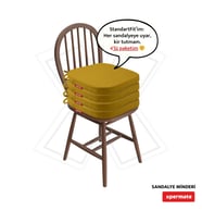 XPERMATE 4'lü StandartFit Oval Sandalye Minderi Fermuarlı Yıkanabilir Kılıf Bağcıklı Su ve Yağ İtici 42x42x5 cm (Hardal)