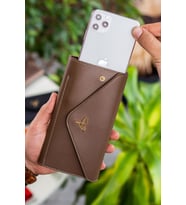 Envelope Telefon ve Bozuk Para Bölmeli Zarf Model Kadın Cüzdan (KAHVE)
