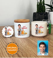 Kişiye Özel Karikatürlü İnşaat Mühendisi Hediye Seti T Kupa, Kalemlik, Anahtarlık Erkek İnşaat Mühendisine Mühendisler Günü Hediyesi (Yeşil)