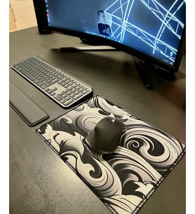 32 x 24 cm Desenli Dikişli Kaydırmaz Taban Speed Hızlı Yüzey Mousepad Masa Matı (SIYAHBEYAZ-BEYAZ)