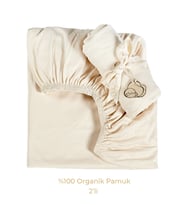 2'li Organik Pamuk Penye Bej Lastikli Çarşaf - 60x120 cm (Krem)