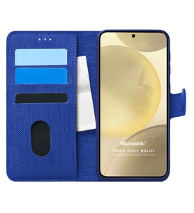 Microsonic Samsung Galaxy S24 Plus Kılıf Fabric Book Wallet Siyah (Lacivert)
