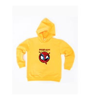 Spiderman baskılı örümcek adam kapüşonlu pamuklu kumaş çocuk sweatshirt (Sarı)