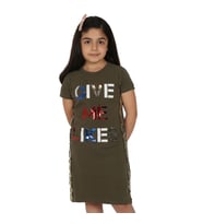 Toontoy Kız Çocuk Gıve Me Pul Nakışlı Elbise (Haki)