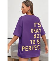 Unisex It's Okay Baskılı Tasarım Tshirt (Mor)