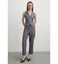 Önü Pensli Skinny Kumaş Pantolon Bej (Antrasit)