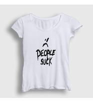 Presmono Kadın Sarı People Suck XXXTentacion T-Shirt 48498tt (Beyaz)