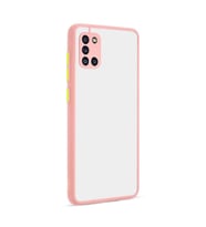 Galaxy A31 Kılıf Zore Hux Düğme ve Kapak Zıt Renk Kılıf (Pembe)