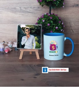 Ekonomist Fotoğraflı Dekoratif Taş, Kupa Bardak Beyaz Hediye (Model 4)