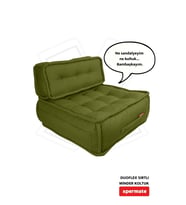 Xpermate DuoFlex Sırtlı Minder Koltuk İskandinav Tarzı Ergonomik  Sırtlıklı Oturma Minderi 80x80x30 (Yeşil)