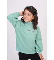 Toontoy Kız Çocuk Baskılı Sweatshirt (Yeşil)