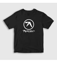 Presmono Unisex Çocuk Beyaz Logo Aphex Twin T-Shirt 438798tt (Siyah)