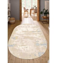 Dijital Baskılı Kaymaz Taban Yıkanabilir Oval Salon Halısı Mutfak Halısı Yolluk NDO-HT-85 (Krem)