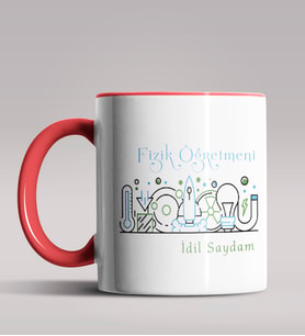Kişiye Özel Fizik Öğretmeni Tasarımlı Siyah Renk Kupa Bardak 3 (Kırmızı)