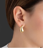 925 Ayar Gümüş Büyük Boy Trend Küpe (Gold)