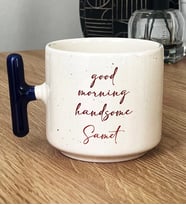 Kişiye Özel Good Morning Handsome Hediye T Kupa Bardak Sevgiliye Hediye (Lacivert)