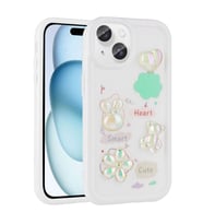 iPhone 14 Kılıf Kabartma Figürlü Parlak Toys Silikon Kılıf (Beyaz)