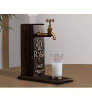 BK Gift Kişiye Özel Kabartma İsimli Musluklu Siyah(Ebony) Ahşap Rakı Standı, Rakı Çeşmesi, Doğum Günü Hediyesi, Ev Hediyesi, İçecek Dispenseri (Model 3)