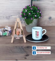 Dedeye Hediye Türk Kahvesi Fincanı Ahşap Altlıklı ve Fotoğraflı Ahşap Anahtarlık Hediye (Model 7)