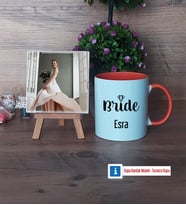 Bride Fotoğraflı Dekoratif Taş, Kupa Bardak Beyaz Hediye (Model 13)