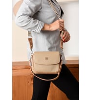 Just Polo Yeni Sezon Kolon Askılı 4 Bölmeli Kadın Omuz Çantası 21x16cm PBU2174 (Vizon)
