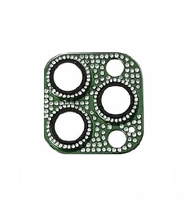 Uyumlu Model Apple iPhone 11 Pro Full Taşlı Kamera Lens Koruyucu Çerçeveli Koruyucu CL-08 (Koyu Yeşil)