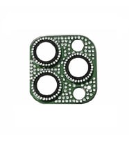 Uyumlu Model Apple iPhone 11 Pro Full Taşlı Kamera Lens Koruyucu Çerçeveli Koruyucu CL-08 (Koyu Yeşil)