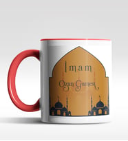 Kişiye Özel İmam Tasarımlı Siyah Kupa (Kırmızı-Beyaz)