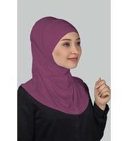 İkili Set Pratik Eşarp Hazır Türban ve Hijab Tesettür Bonesi (Koyu Bordo)