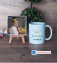 Hostes Fotoğraflı Dekoratif Taş, Kupa Bardak Beyaz Hediye (Model 1)