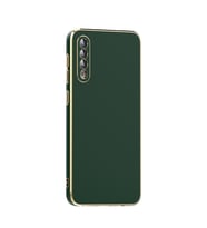 Samsung Galaxy A50 Kılıf Kenarları Gold Kamera Korumalı Renkli Pastel Silikon Siyah BARK (Koyu Yeşil)