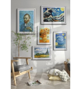 Van Gogh Tablo Sanatsal Ünlü Ressam Çerçeveli Çoklu Tablo Modern Çerçeveler Ev Dekoru ÖZC-450 (Beyaz)