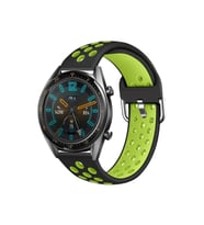 Huawei Gt2 46mm Silikon Delikli Spor Kordon (Siyah-Yeşil)