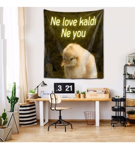 Ne Love Kaldı Ne You Yıkanabilir Leke Tutmaz Kumaş Duvar Örtüsü Duvar Halısı Tapestry (Sarı-Kahve)