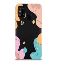 PrintiFy Samsung Galaxy M31 Uyumlu Lansman Kılıf Karışık Renkler Tasarımlı İçi Kadife Kapak (Siyah)