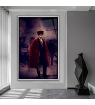 Metal Çerçeveli Atatürk Cam Tablo (Beyaz)