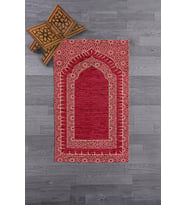 EVDEYA Dijital Baskılı Yıkanabilir Kaliteli Şık Namazlık Seccade 70x130 cm, SECCADE-9-GRİ, (Kırmızı)