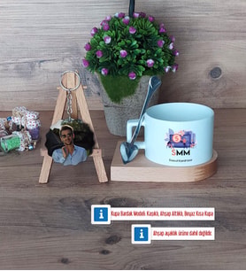 Mali Müşavir Kupa Bardak Beyaz ve Fotoğraflı Ahşap Anahtarlık HediyeMuhasebeciler Günü Hediyesi (Model 8)